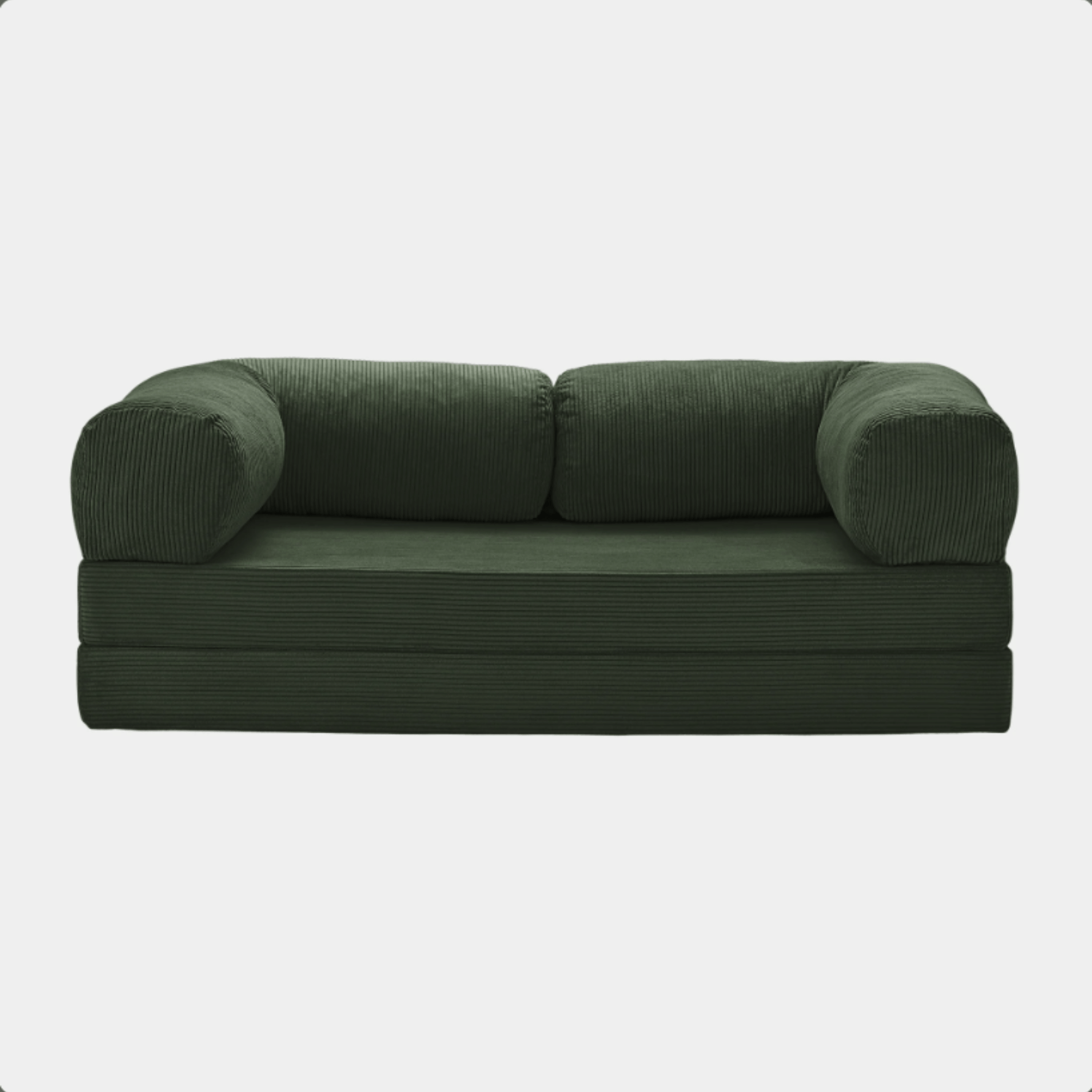 Primyhome convertible green corduroy sleeper sofa bed, minimalist modern design for living room or studio