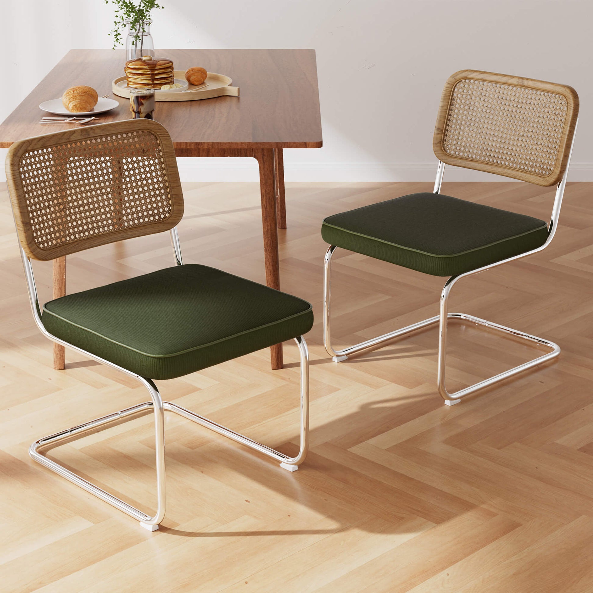 Natural Rattan Dining Chairs Set of 2