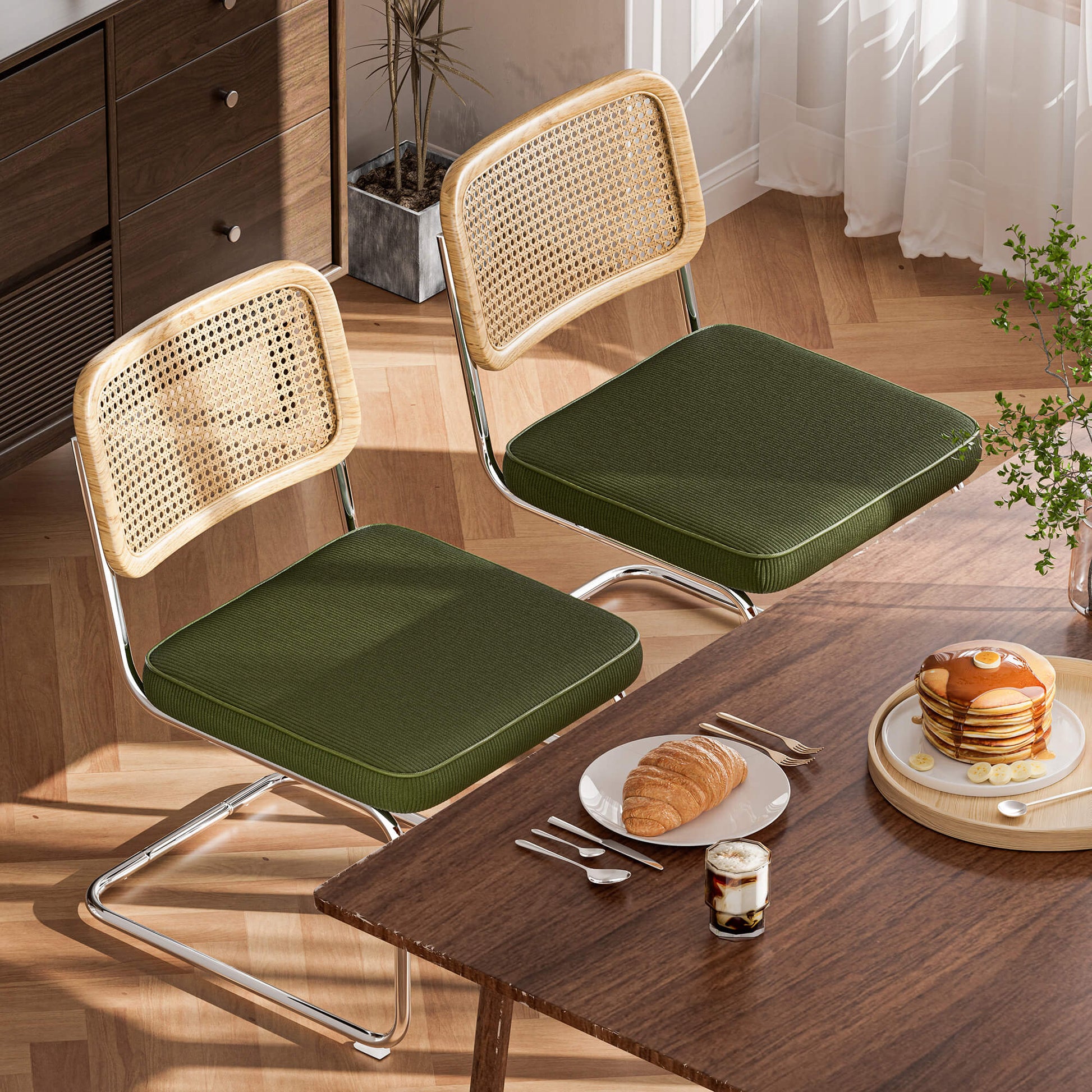 Natural Rattan Dining Chairs Set of 2