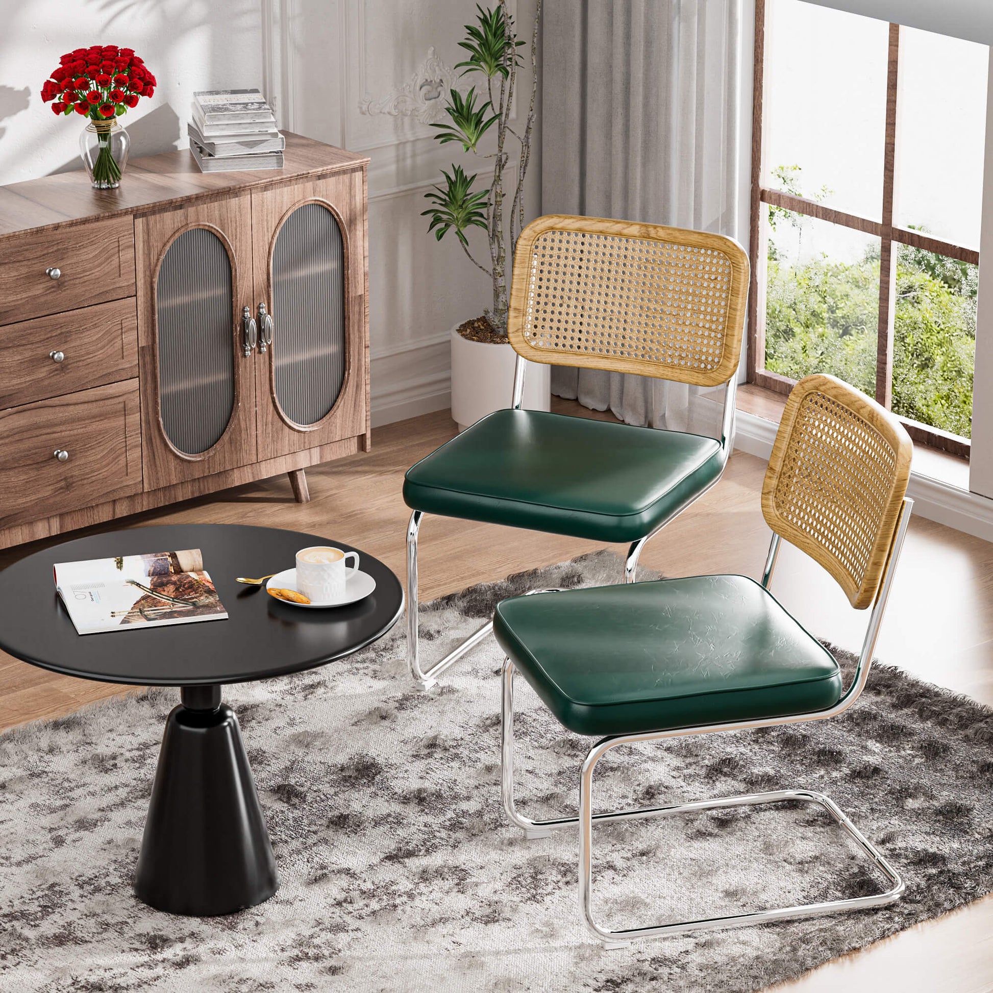 Natural Rattan Dining Chairs Set of 2