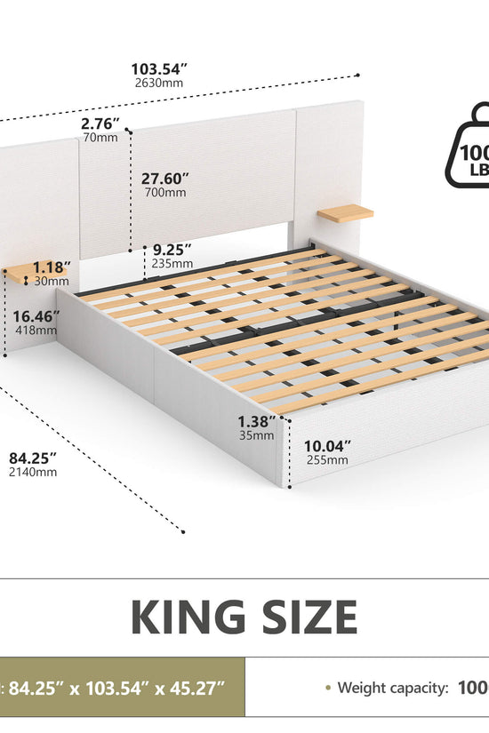 ModuNest Solid Wood Bed with Built-in Side Tables