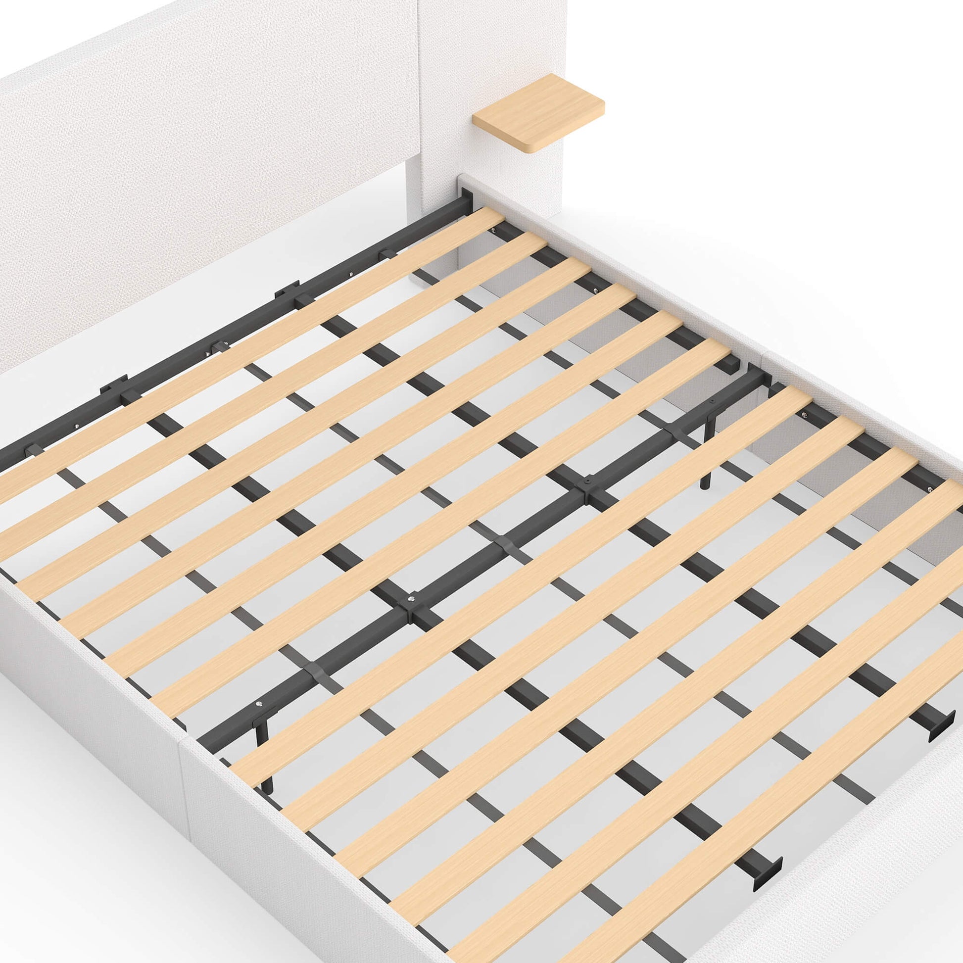 ModuNest Solid Wood Bed with Built-in Side Tables
