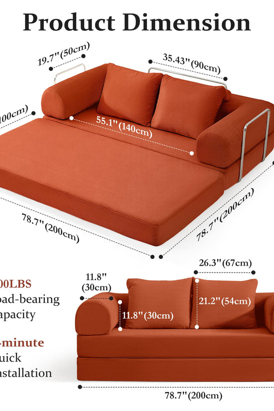 6-in-1 Combination Sponge Floor Sofa with Two Big Pillows