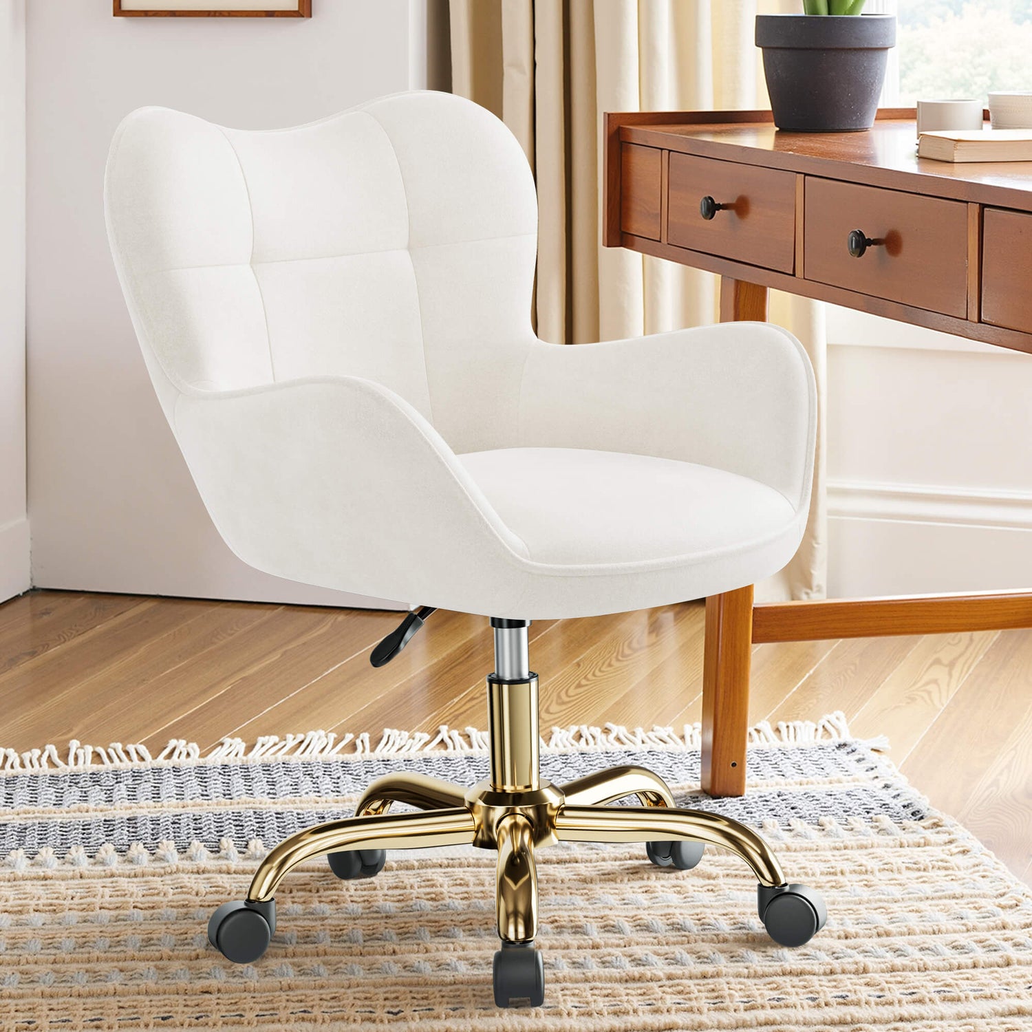 Adjustable Swivel Desk Chair with Wheel Base