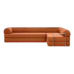 Primyhome Pumpkin Brown corner closed sectional sofa, modular corduroy L-shaped couch for living rooms