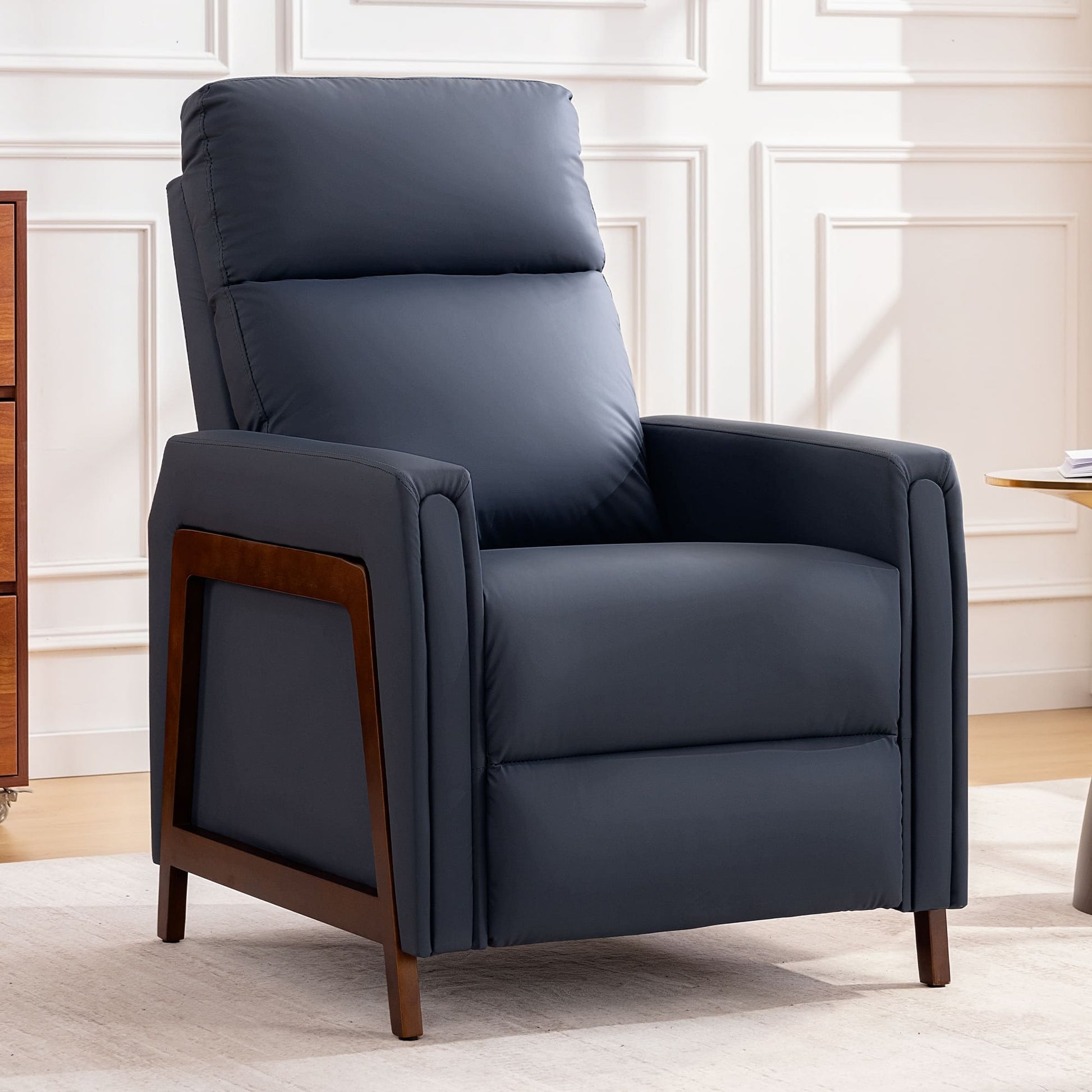 Mid-Century Modern Leather Power Recliner Chair