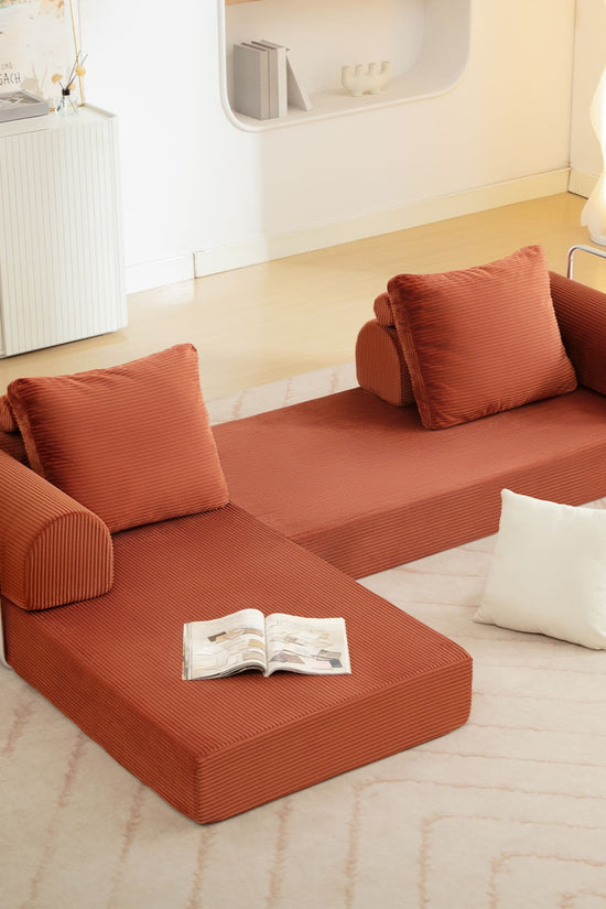 6-in-1 Combination Sponge Floor Sofa with Two Big Pillows