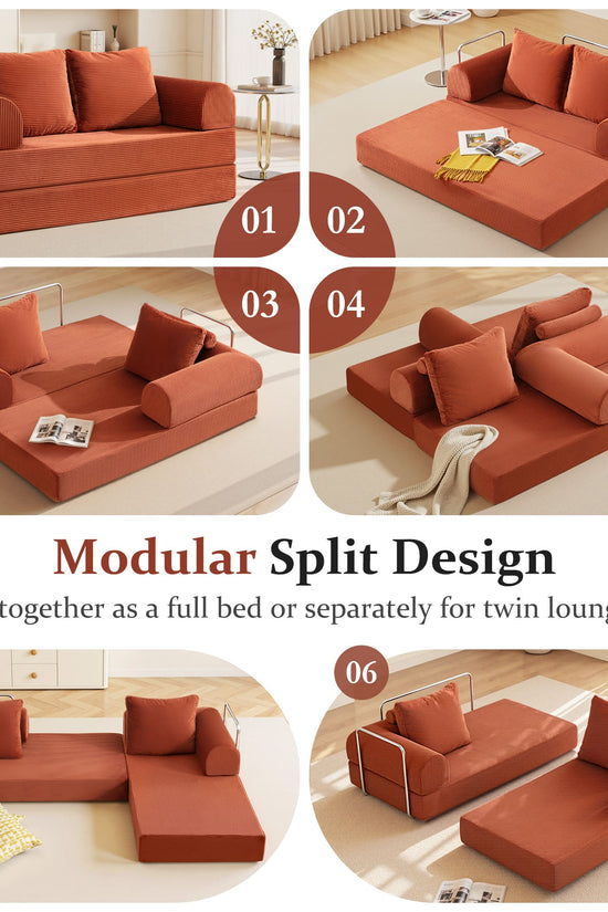 6-in-1 Combination Sponge Floor Sofa with Two Big Pillows