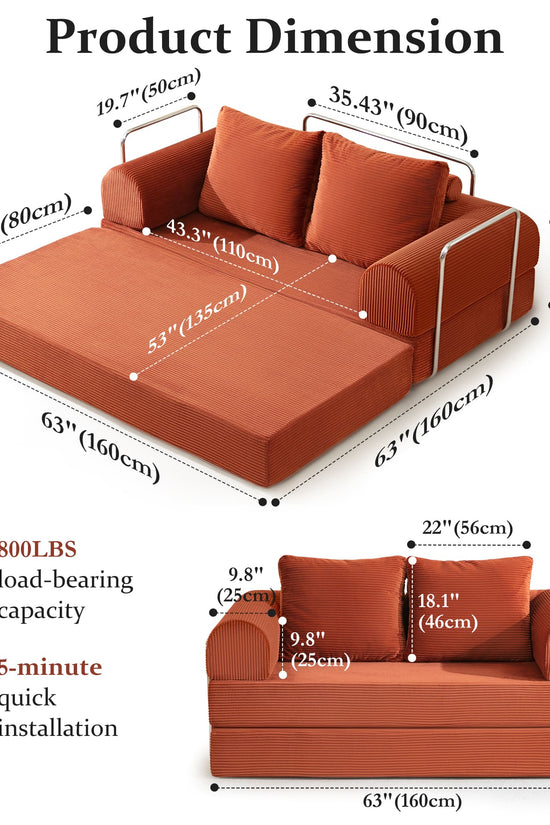 6-in-1 Combination Sponge Floor Sofa with Two Big Pillows