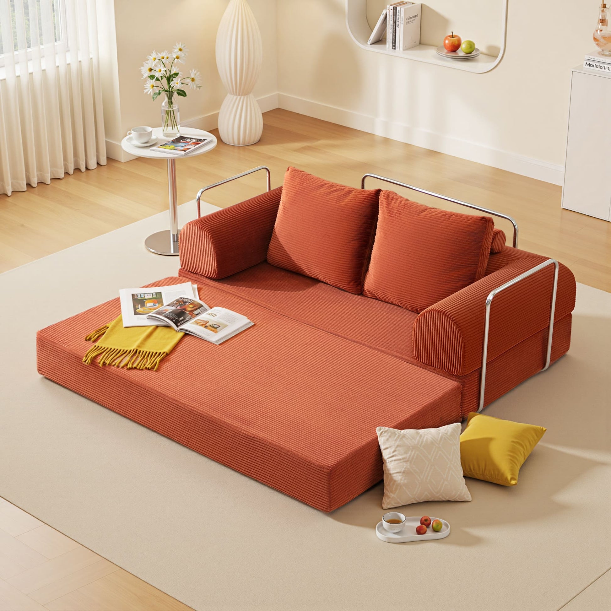6-in-1 Combination Sponge Floor Sofa with Two Big Pillows
