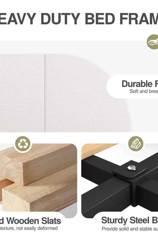 ModuNest Rounded Solid Wood Bed with Built-in Side Tables