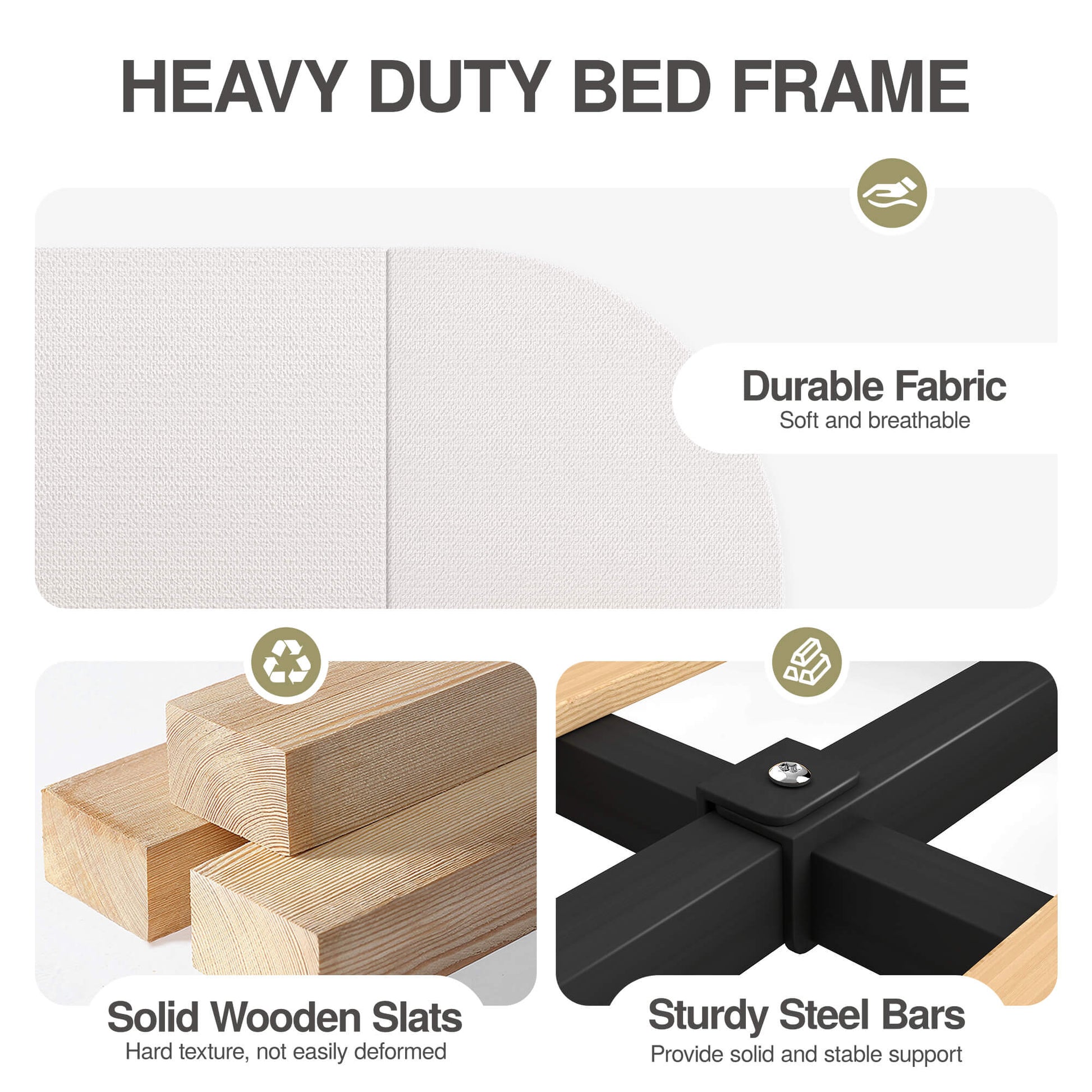 ModuNest Rounded Solid Wood Bed with Built-in Side Tables