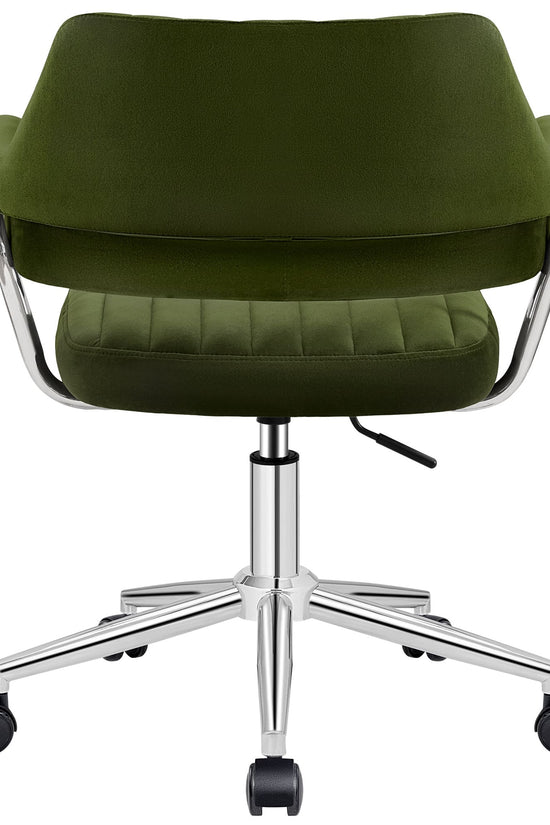 Adjustable PU Leather Swivel Vanity Chair with Arms