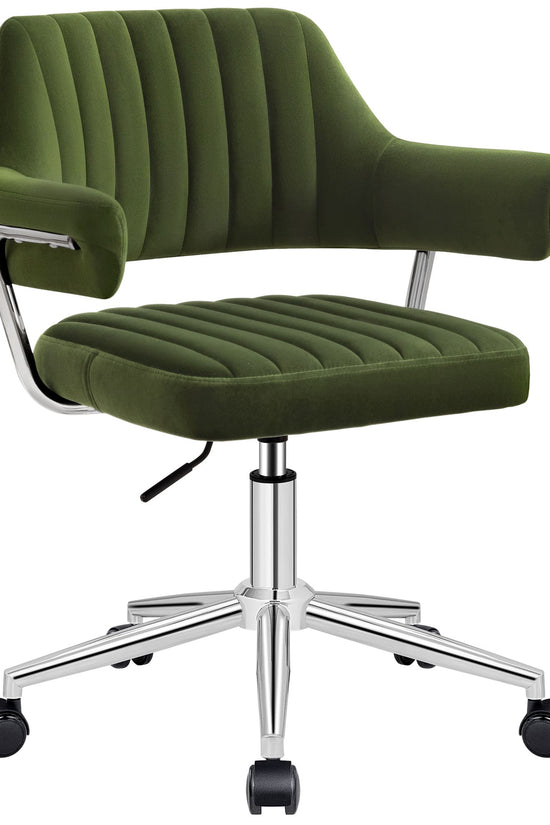 Adjustable PU Leather Swivel Vanity Chair with Arms