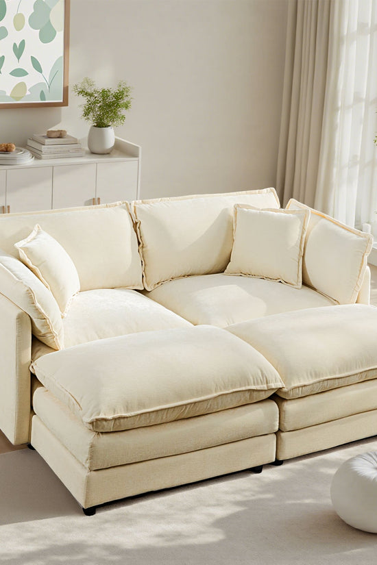 Modular 3-Seat Deep Seat Sectional Sofa with Ottoman