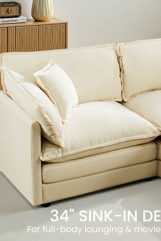 Modular 3-Seat Deep Seat Sectional Sofa with Ottoman